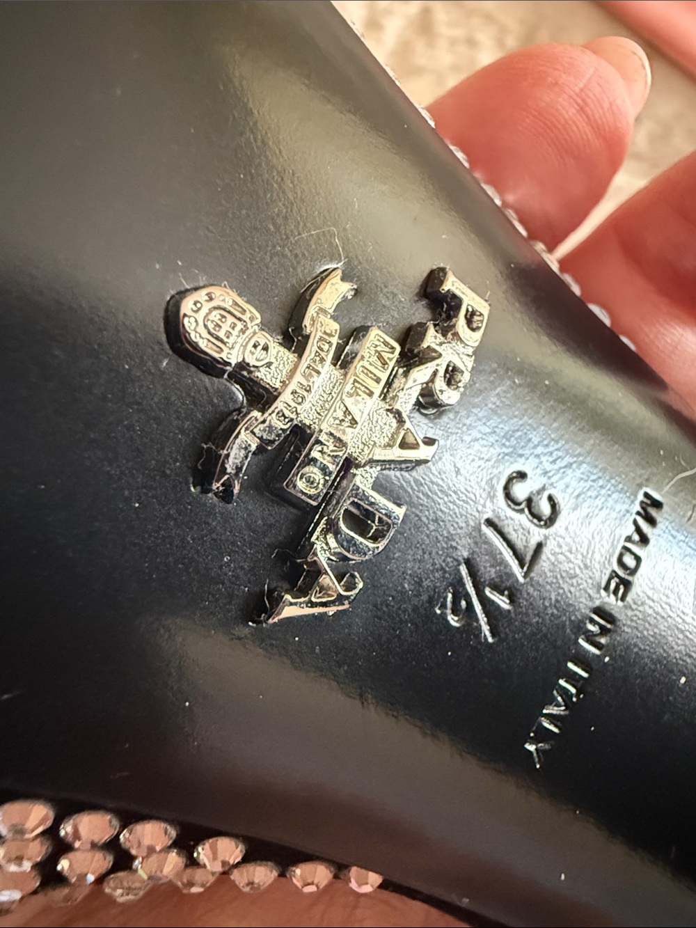 Prada Black and Silver Crystal Platform Sandals 37.5 new - Picture 6 of 6